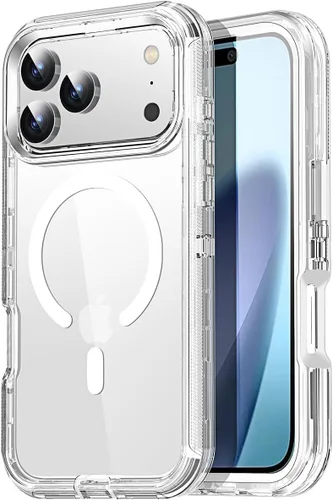 Vista 21 de AICase Funda transparente para iPhone 16e/13/iPhone 14, compatible con MagSafe 3 en 1, resistente protección contra caídas, cuerpo completo, a