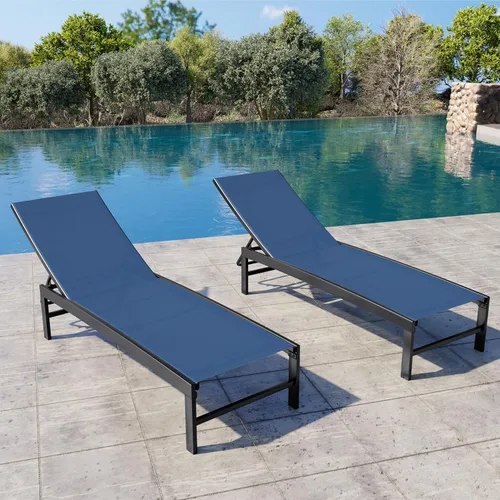 Vista 26 de Chaise Lounge Outdoor Pool Lounge Juego de 2 sillas de bronceado (beige)