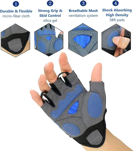 Vista 2 de Guantes de ciclismo para bicicleta de montaña para hombre, amortiguadores de gel SBR acolchados, palma antideslizante, ultra transpirables