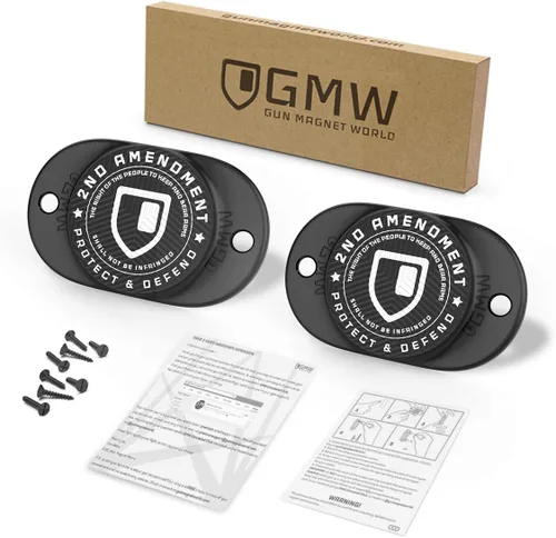 Vista 6 de GMW Gun Magnet [2-Pack] 30 lbs. Rating Magnetic Gun Mount HQ Rubber Coated Gun Magnet Buckler Series for Car, Truck, Desks, Safes, and Walls