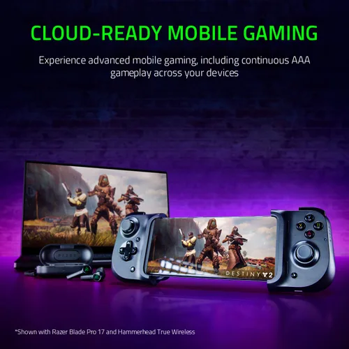Vista 2 de Razer Kishi Mobile Game Controller Gamepad for Android USB-C Xbox Game Pass Ultimate xCloud Stadia GeForce NOW Luna - Passthrough Charging - Low