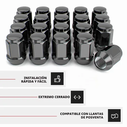 Vista 5 de White Knight 1/2"-20 Tuercas de llanta de bellota de pieza sólida (SIN tapa) para ruedas selectas del mercado de repuestos y de fábrica, fáciles