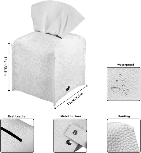 Vista 6 de Lindas decoraciones de ajolote con estampado de animales, caja de pañuelos de cuero, soporte de Navidad, organizador de papel de seda impermeable