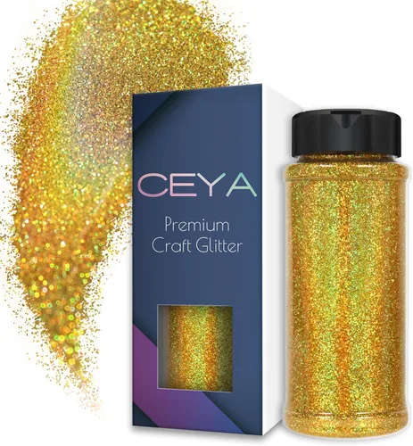 Vista 12 de Ceya - Polvo de purpurina holográfica ultra fina, 1.1 LB/17.63 OZ, color negro láser, 1/128' 0.008' 0.2mm, en masa para manualidades, resina, vasos