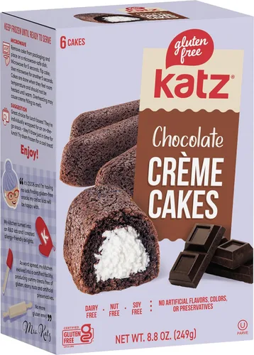 Vista 5 de Katz Gluten Free Snacks Heavenly Creme Cake Paquete variado de pastel de chocolate y vainilla, cupcake de chocolate y limón, libre de lácteos, soja