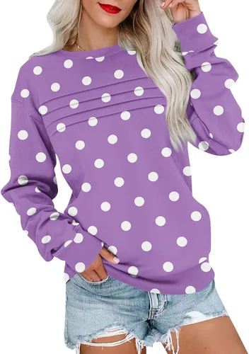 Vista 34 de Sudaderas para mujer, cuello redondo, manga larga, suave, ajuste holgado, ropa de primavera y otoño 2026, S-2XL