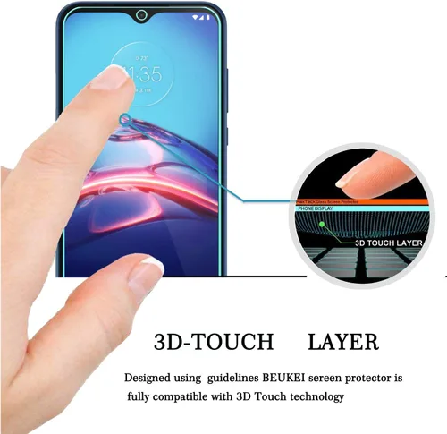 Vista 2 de Paquete de 3 protectores de pantalla de vidrio templado para Motorola Moto E (2020), antiarañazos, sin burbujas