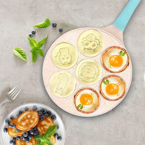 Vista 7 de [Usado] Sartén de huevos para tortilla para desayuno, sartén antiadherente para panqueques de 7 tazas, waffle, para niños