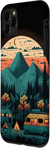 Vista 2 de Funda para iPhone 11 Pro Max Sunset Mountains & Trees para campistas