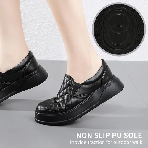 Vista 2 de mznrjoa Mocasines para mujer Penny Comfort plataforma de cuero y zapatos elegantes sin cordones