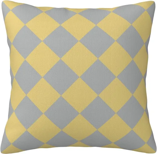 Vista 21 de Aspen - Fundas de almohada doradas y azul princesa a cuadros retro para sofá, fundas de cojín decorativas para decoración del hogar, habitación