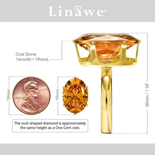 Vista 2 de Linawe Cubic Zirconia Imitation Diamond Moissanite Rings for Women, 14K GoldRose GoldSilver Adjustable Chunky Ring, Costume Rhinestone Jewelry for