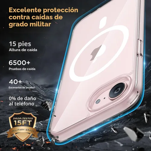 Vista 5 de Miracase Funda para iPhone 16e para MagSafe [con 2 protectores de pantalla] [protección superior de grado militar] antihuellas, translúcida mate a