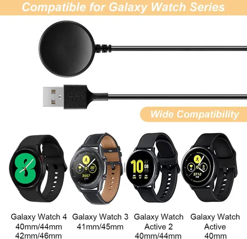 Vista 2 de Cargador para Samsung Galaxy Watch 4/4Classic/3/Active 2/Active, cable de carga USB de repuesto para Galaxy Watch 4 Classic/3/Active 2/Active