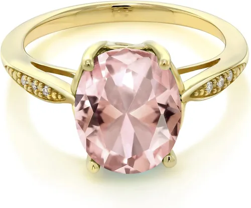Vista 71 de Gem Stone King Anillo de compromiso de oro amarillo de 14 quilates de 2-3 quilates con piedra preciosa ovalada de 0.394 x 0.315 in y diamantes