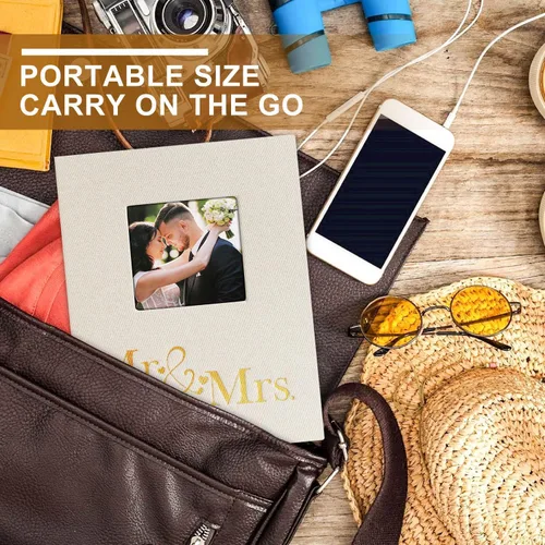 Vista 6 de Lanpn Álbum de fotos de boda de 4 x 6 pulgadas, 2 paquetes, cada paquete tiene capacidad para 50 imágenes, mini álbumes de fotos de boda