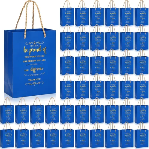 Vista 13 de Fulmoon 50 bolsas de regalo de agradecimiento a los empleados, bolsas a granel de 5.9 x 3.1 x 8.3 pulgadas, saco de regalo inspirador con asa