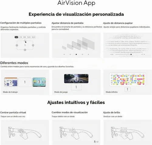 Vista 4 de Gafas AR Inteligentes ASUS AirVision M1 - Pantalla portátil Micro-OLED de 100", 1100 nits, Multi-Pantalla, Altavoces, USB-C, Sombra Magnética