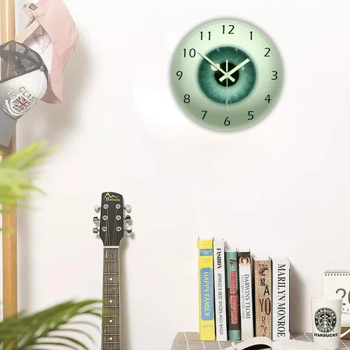 Vista 9 de The Geeky Days Reloj de pared de globo ocular de 12 pulgadas, reloj de ojos que brilla en la oscuridad, visión de núcleo de pupila, oftalmología