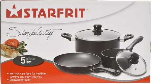 Vista 2 de Starfrit Simplicity - Juego de utensilios de cocina de 5 piezas con asas de baquelita, color negro