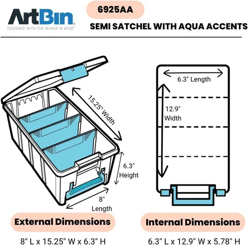 Vista 2 de ArtBin 6925AA Semi Satchel con divisores extraíbles, organizador portátil de arte y manualidades con asa, [1] estuche de almacenamiento de plástico