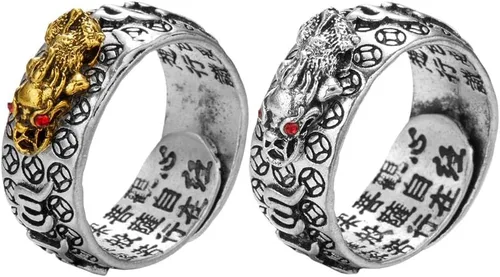 Vista 6 de Feng Shui PiXiu - Anillo de protección para mantra de riqueza, anillo ajustable, anillo de sutra de corazón budista, anillo de Buda ajustable