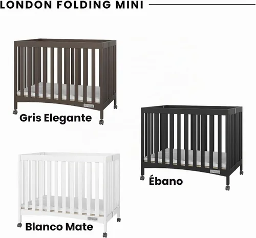 Vista 3 de Child Craft London - Mini cuna portátil plegable y compacta con colchón de cuna de 2 pulgadas y 2 ruedas de bloqueo fáciles de enrollar