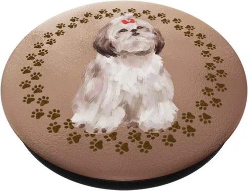 Vista 2 de Bonito regalo artístico de Shih Tzu para amante del perro – PopSockets Grip y soporte para teléfonos y tabletas