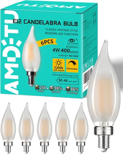 Vista 10 de AMDTU Bombilla LED E12 para candelabro de 25 W, lámpara esmerilada 2W = 20w 2700k blanco suave