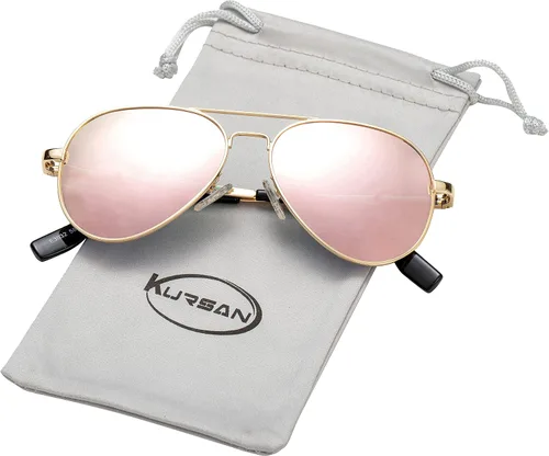 Vista 2 de Kursan Lentes de sol polarizados estilo aviador para mujeres y hombres, montura de metal clásica, lentes de sol, 100% protección UV 400, 2.283 in