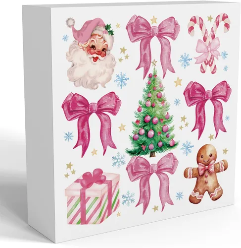 Vista 10 de Decoración navideña de cafetería, decoraciones navideñas divertidas retro, lazo rosa, letrero de calorías de pan de jengibre, regalo para mujeres
