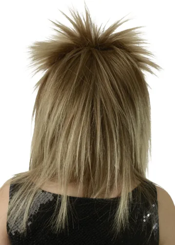 Vista 2 de City Costume Wigs Peluca Rocker de los años 80 Peluca Tina de los años 70, peluca de estrella de rock de los 80, peluca de laberinto de moño rubio