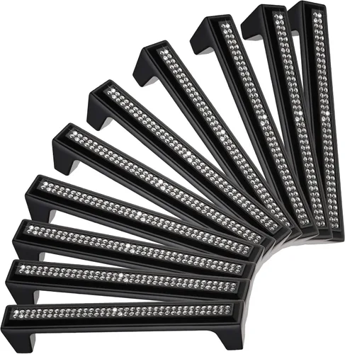 Vista 12 de LANC Tiradores de gabinete de cristal negro para cocina y baño, manijas de gabinete para dormitorio, pomo de gabinete negro mate brillante