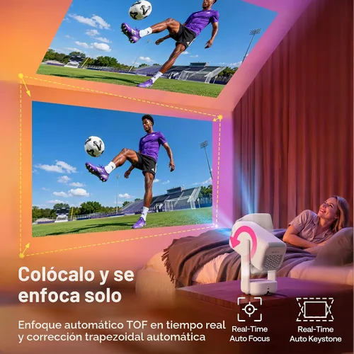 Vista 8 de Aurzen Roku TV D1R air Proyector portátil inteligente para exteriores