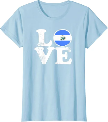 Vista 29 de Love El Salvador Flag tShirt Home Pride Distressed Tee T-Shirt