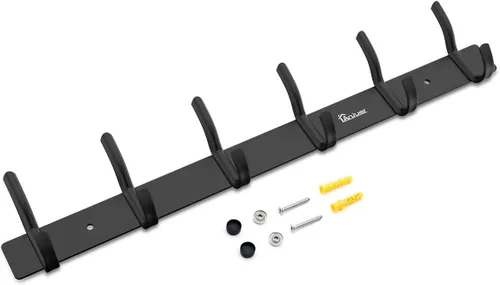 Vista 5 de Percha Percha Perchero 6 Ganchos Heavy Duty Ropa Sombrero Holder Aleación Aluminio Negro