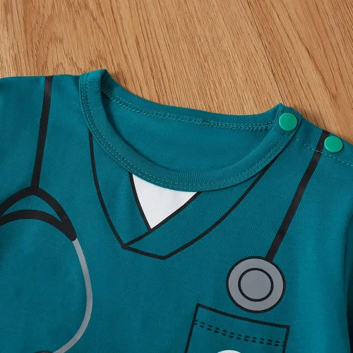 Vista 4 de Disfraz de médico de Halloween para bebé niño niña recién nacido (0-3 meses, azul)