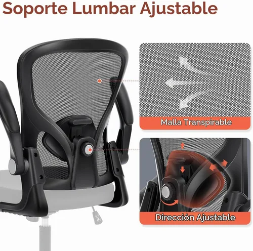 Vista 4 de Silla de oficina ergonómica, cómoda silla de escritorio de oficina para computadora, color negro