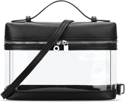 Vista 4 de KKXIU Bolsos cruzados transparentes para mujer, de piel vegana, aprobados para estadios, bolsas transparentes para conciertos y deportes