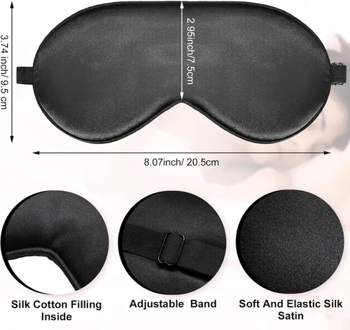 Vista 2 de 30 piezas de máscara de seda para dormir, máscara de ojos de seda con correa ajustable, cubierta para los ojos para dormir, venda para los ojos