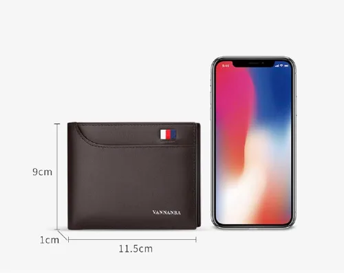 Vista 7 de WILLIAMPOLO Billetera delgada para hombre de piel minimalista con bolsillo frontal