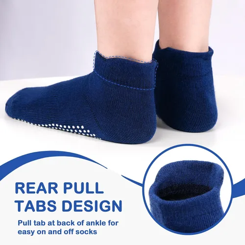 Vista 6 de SkiBeaut 12 pares de calcetines antideslizantes para niños y niñas con agarres, calcetines antideslizantes para niños pequeños de 1 a 7 años