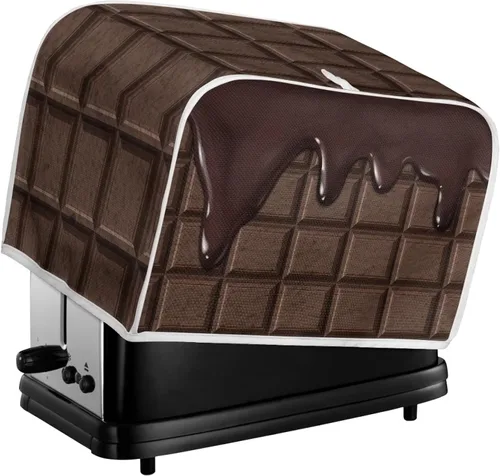 Vista 6 de chaqlin Cubierta para tostadora con estampado de chocolate, 2 rebanadas, resistente a las manchas, cubierta para horno de pan de diseño divertido