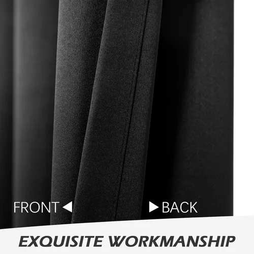 Vista 3 de MYSKY HOME Cortinas opacas negras para dormitorio, cortinas opacas de 84 pulgadas de largo para sala de estar, 2 paneles con aislamiento térmico