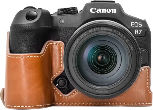 Vista 10 de Rieibi EOS R7 Quality PU Leather Half Case - Agarre para cámara sin espejo Canon EOS R7 - Negro