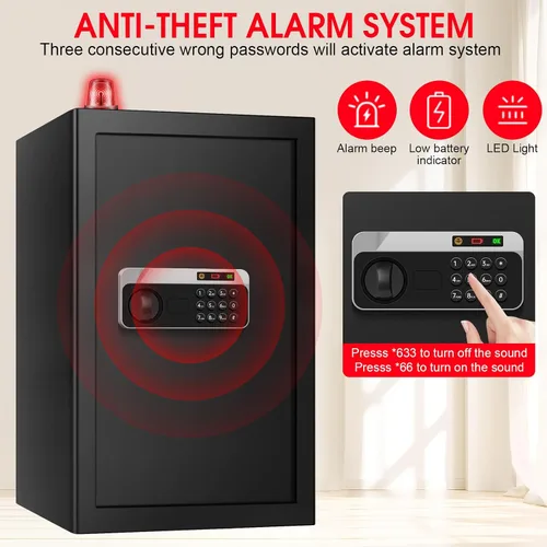 Vista 7 de 5.2 Cuft Large Fireproof Safe, Security Home Safes Water and Fireproof with Digital Keypad, Removable Shelves and Alarm System, Anti-theft Safes for