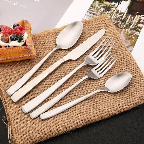 Vista 7 de Cuchillo de cena de 8 piezas, acero inoxidable 18/10 de plata mate para el hogar, restaurante, fiesta, uso diario de mantequilla (9 pulgadas)