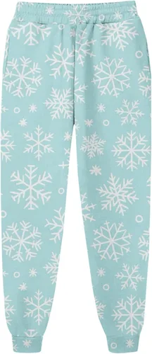 Vista 4 de Pantalones de chándal Estampado navideño para mujer rectos, cintura alta, elásticos, sueltos, básicos