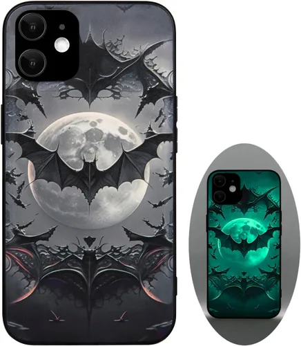 Vista 31 de X spirit Funda genial para iPhone 11, diseño de esqueleto de calavera, estilo gótico atrevido emo luminoso, dedo medio, rock n roll, se ilumina
