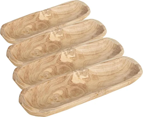 Vista 10 de Creative Co-Op Cuenco decorativo de madera de paulownia, color negro